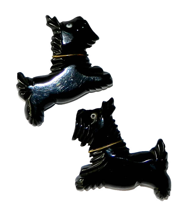Pair of 1930's Scotty brooches