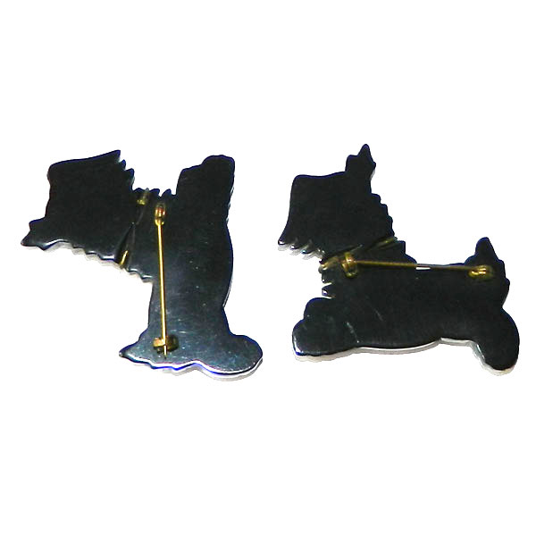 Pair of 1930s Scottie dog brooches