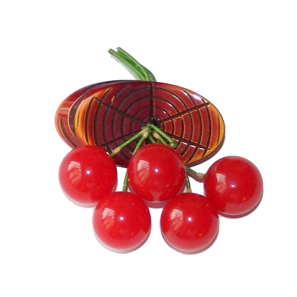 Bakelite cherries brooch