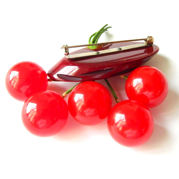 Bakelite cherries brooch