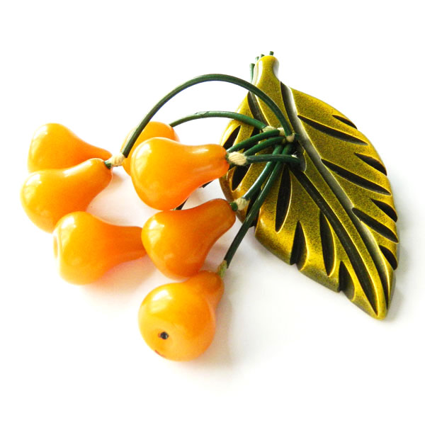 Bakelite pears brooch