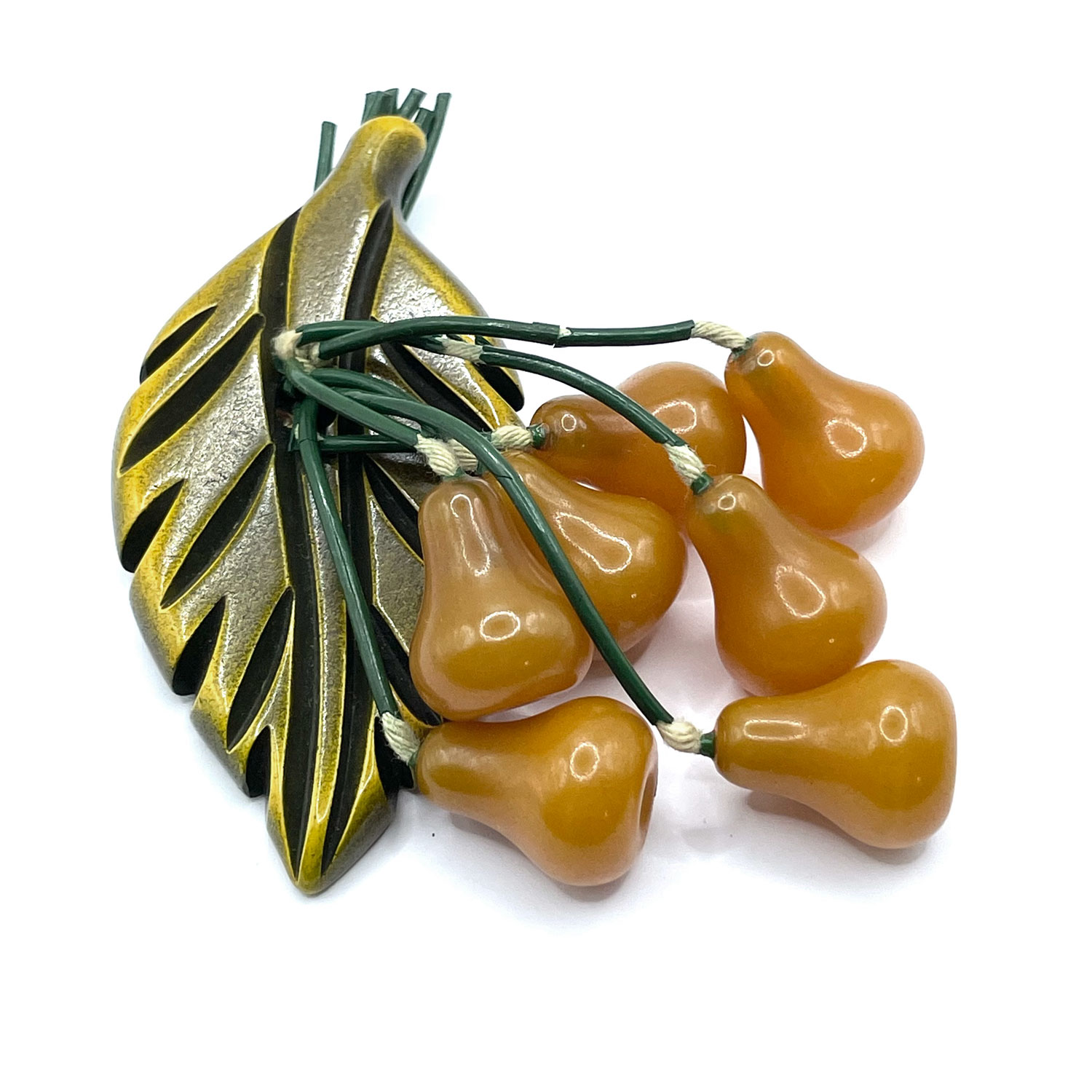 Bakelite pears brooch