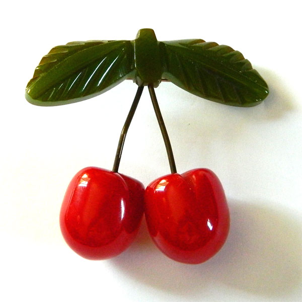 1930's bakelite cherries brooch