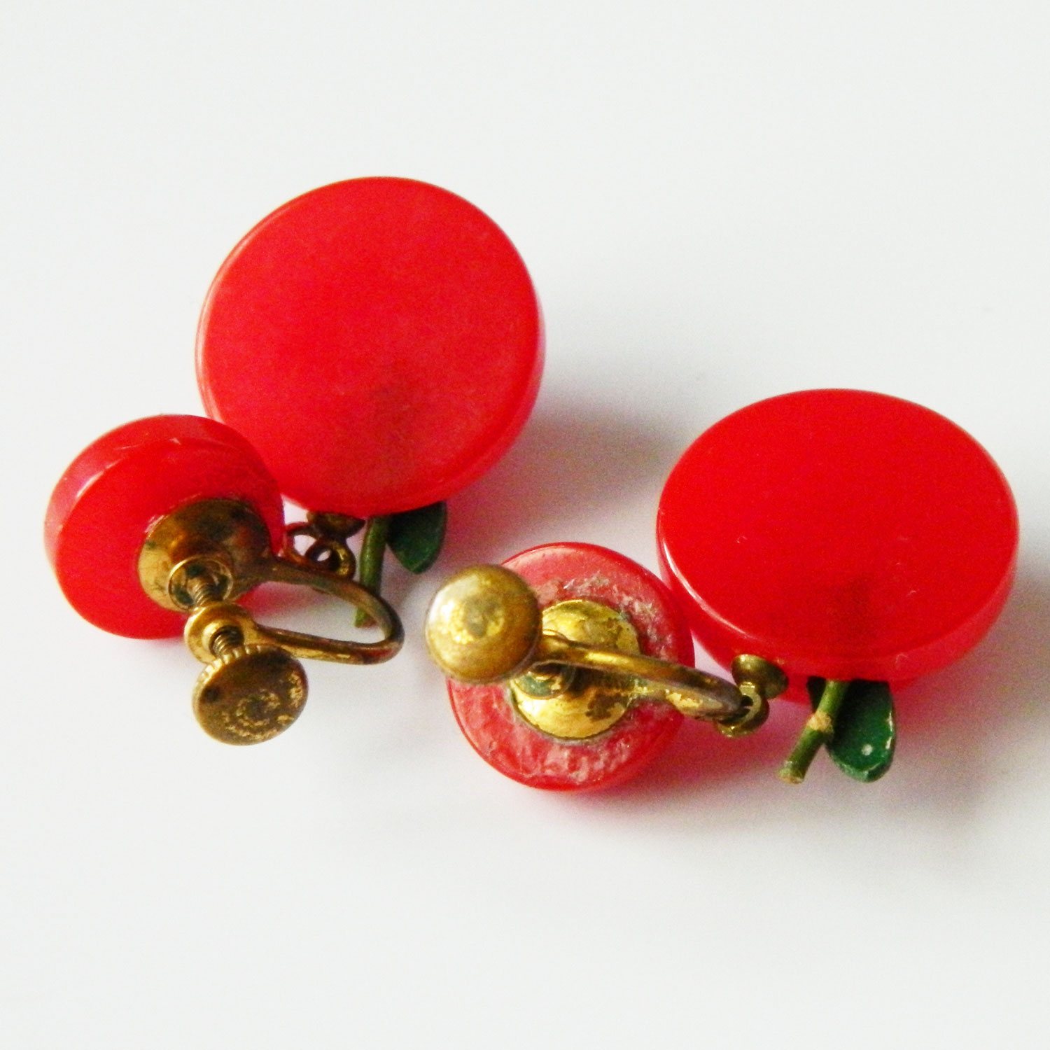 Red bakelite cherry earrings