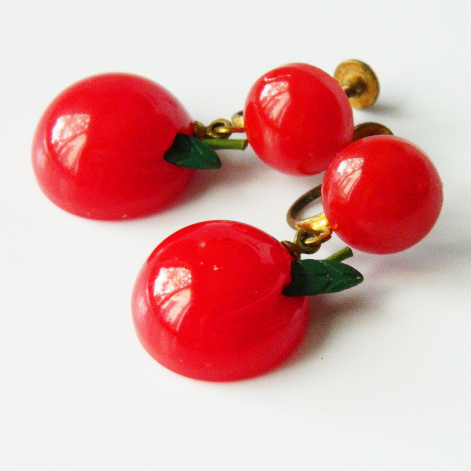 Red bakelite cherry earrings