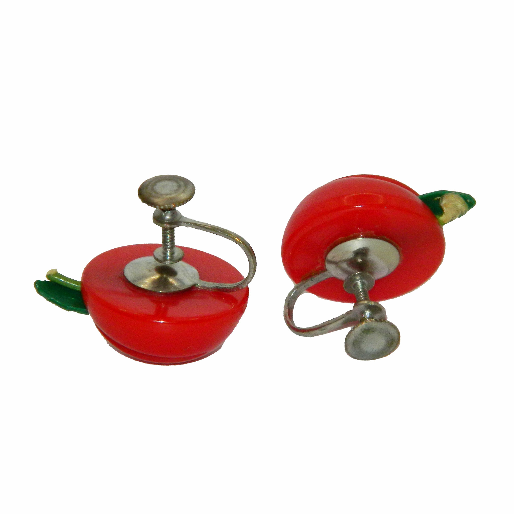 Red bakelite cherry earrings