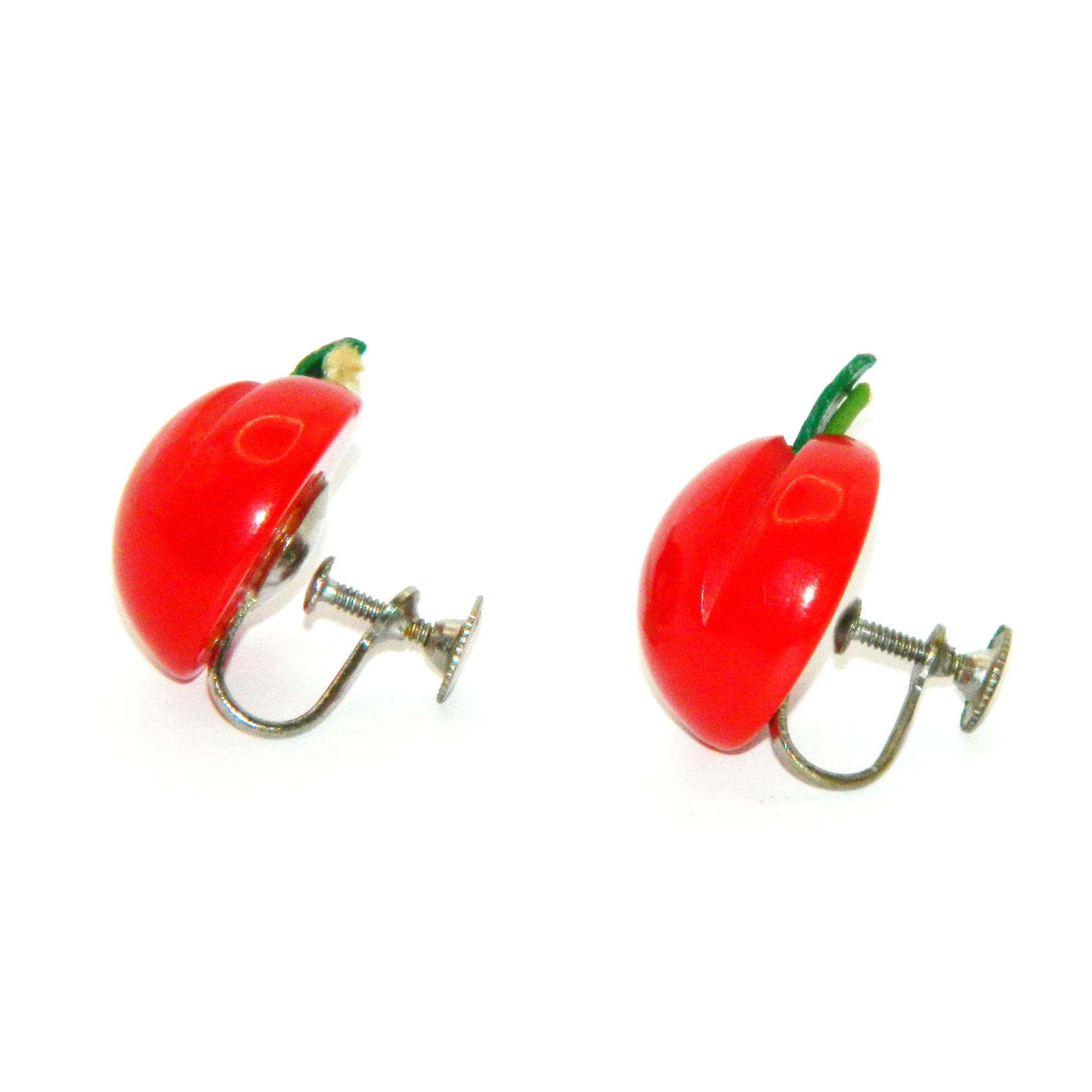 Red bakelite cherry earrings