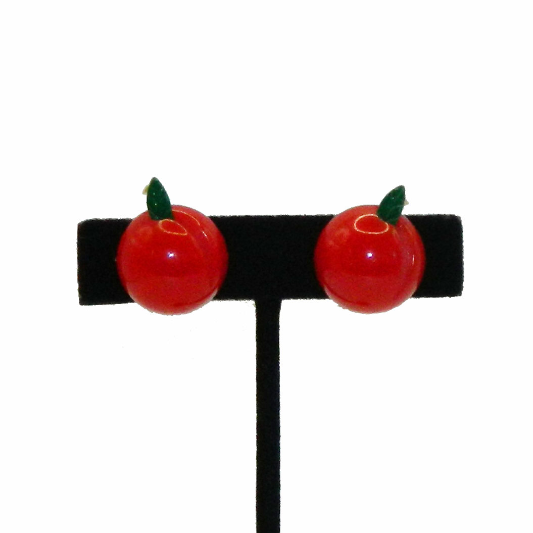 Red bakelite cherry earrings