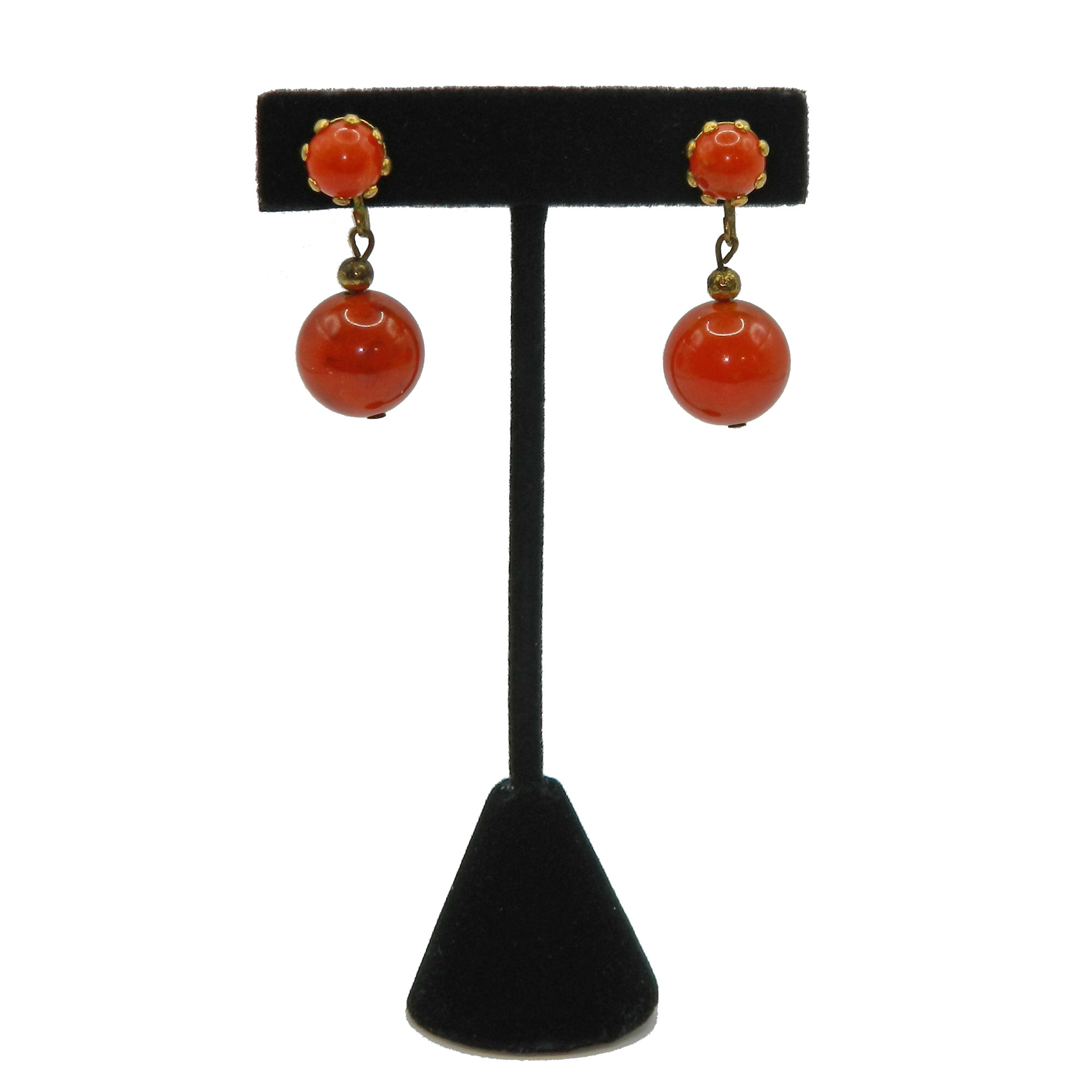 Orange bakelite drop earrings