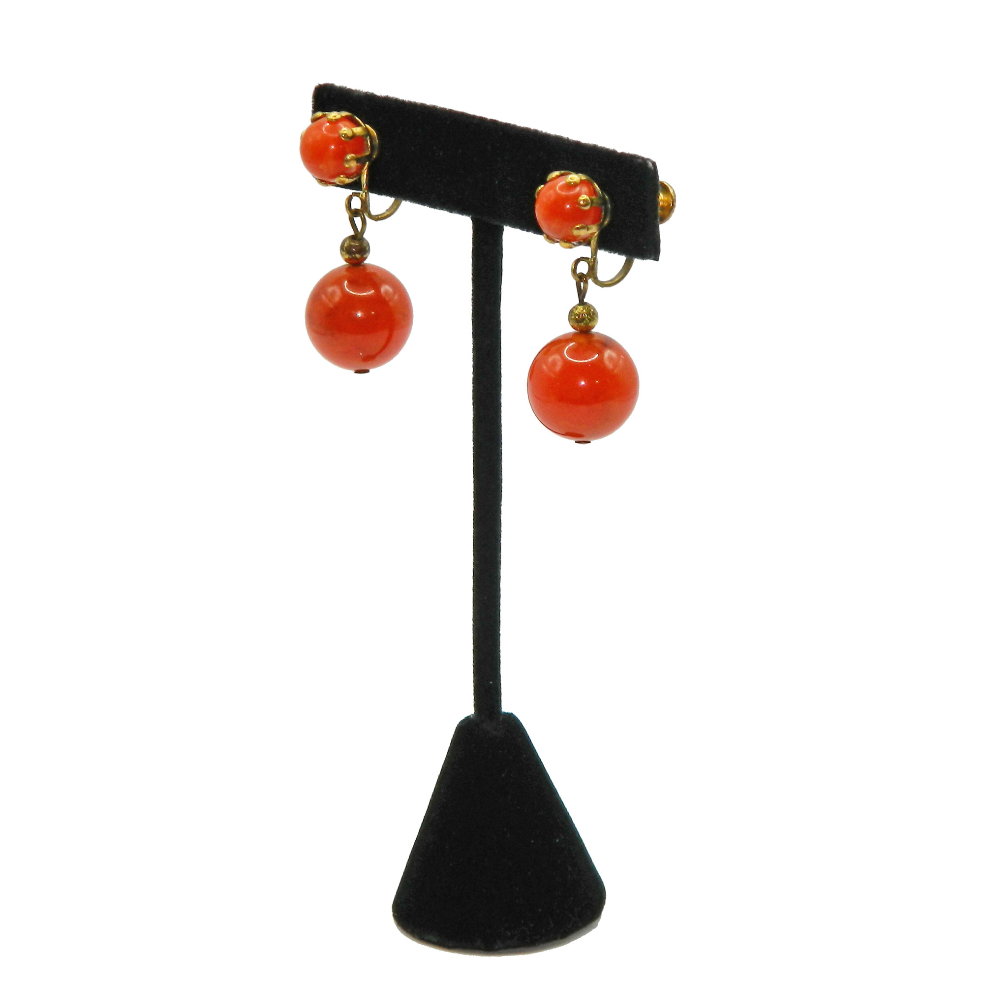Orange bakelite drop earrings
