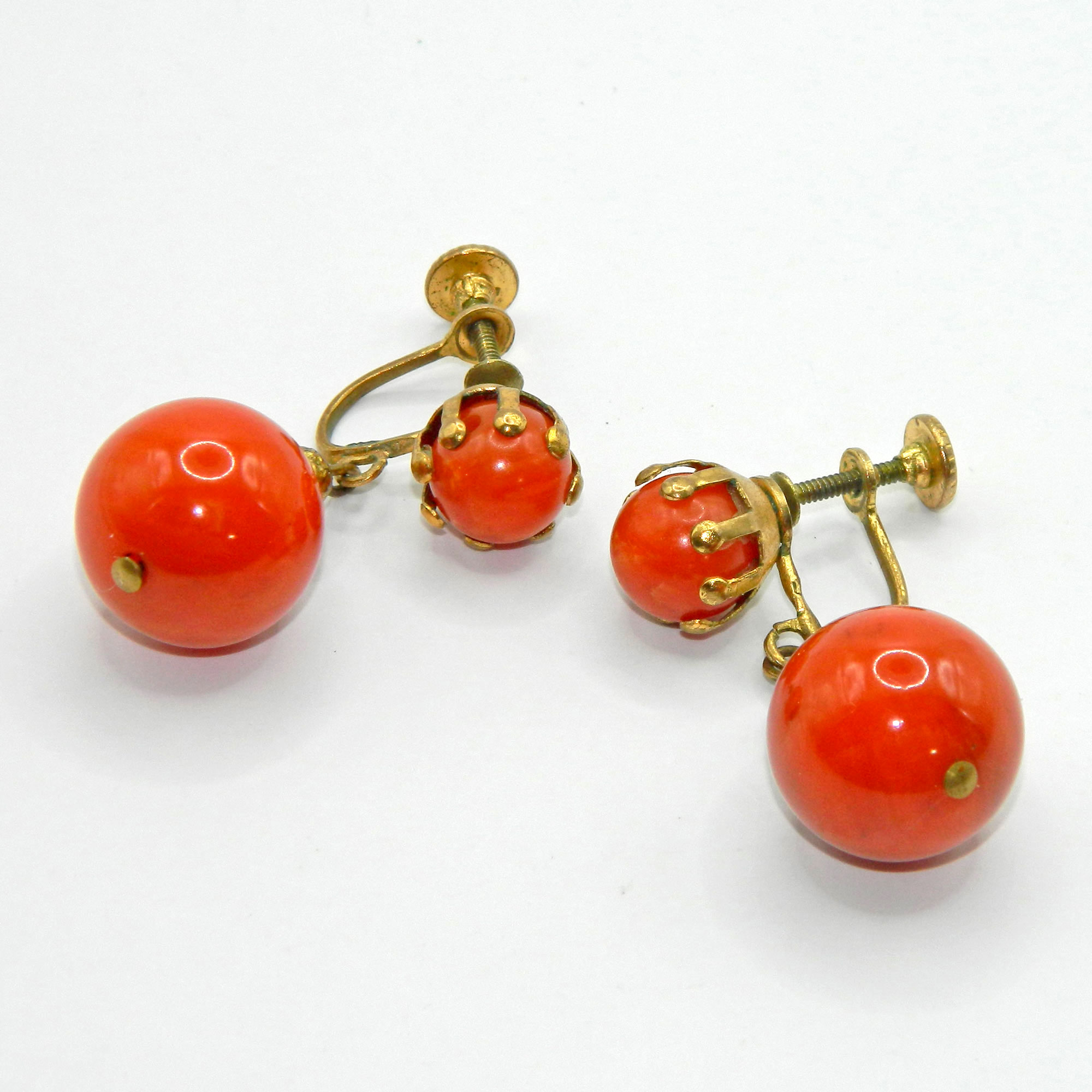 Orange bakelite drop earrings