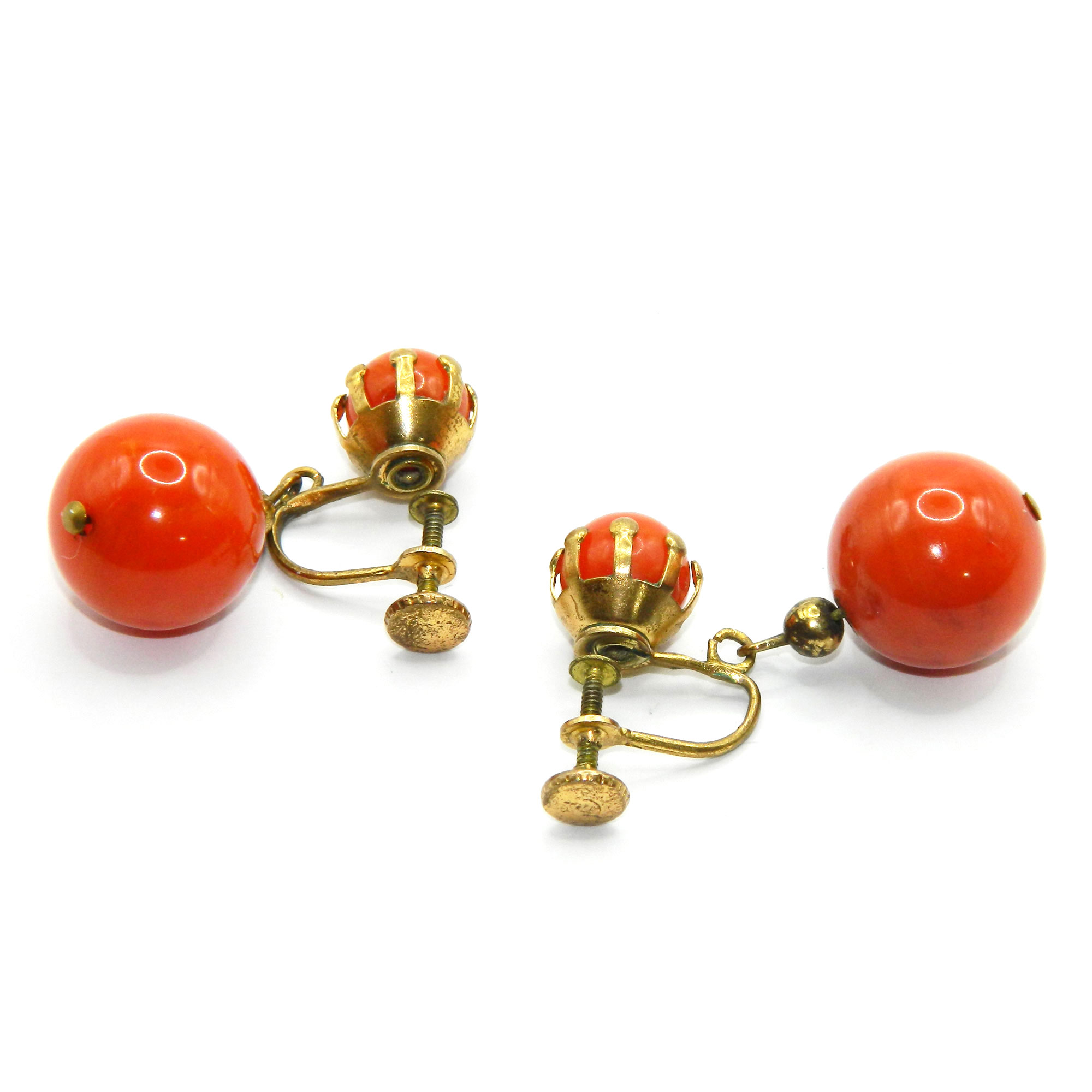 Orange bakelite drop earrings