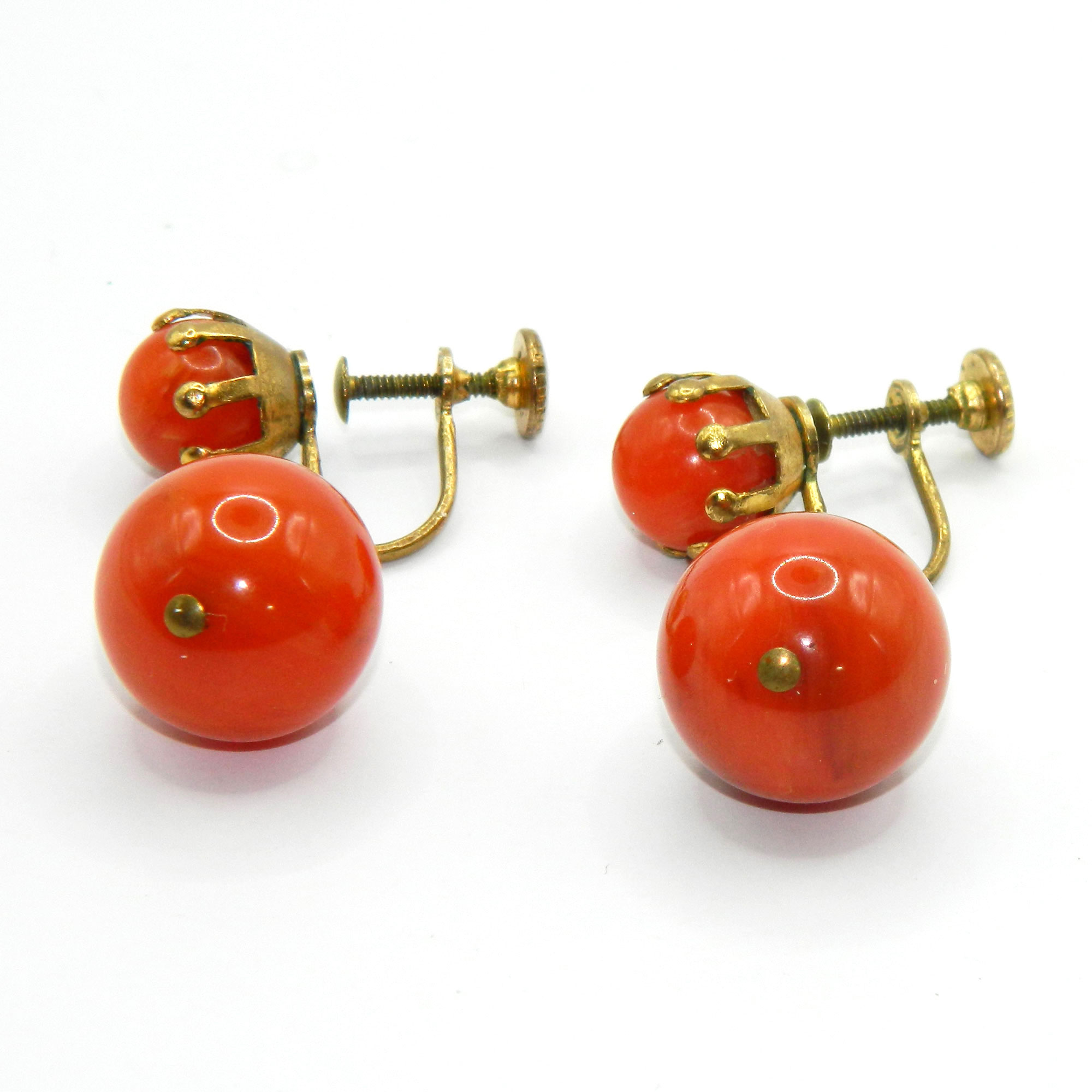 Orange bakelite drop earrings