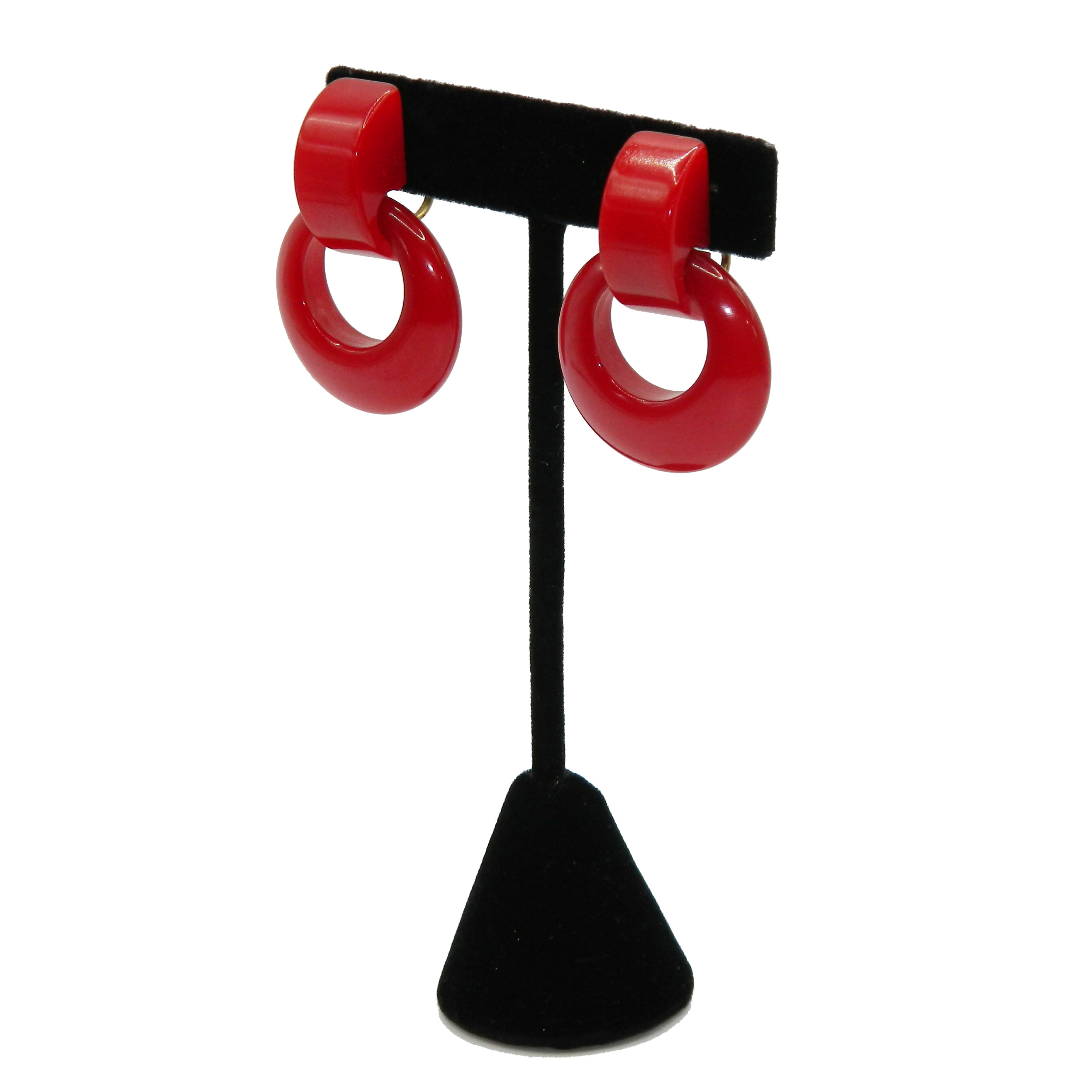 Red bakelite drop earrings