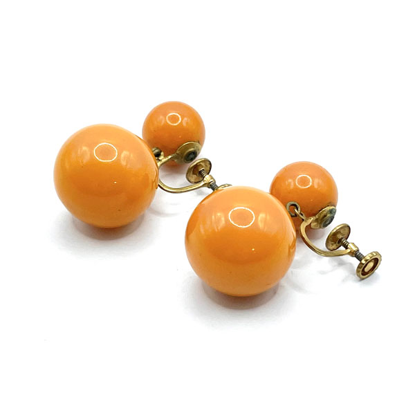Orange bakelite drop earrings