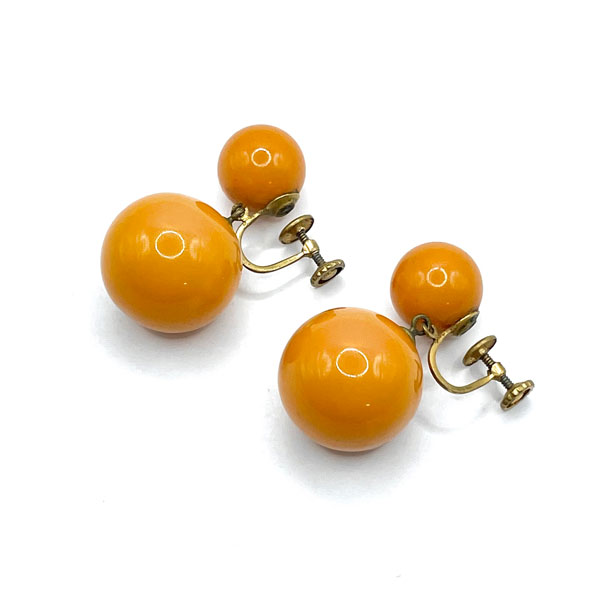 Orange bakelite drop earrings