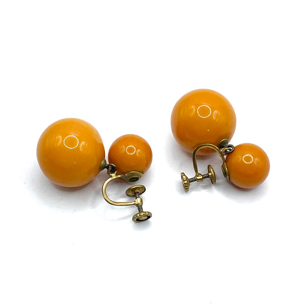 Orange bakelite drop earrings