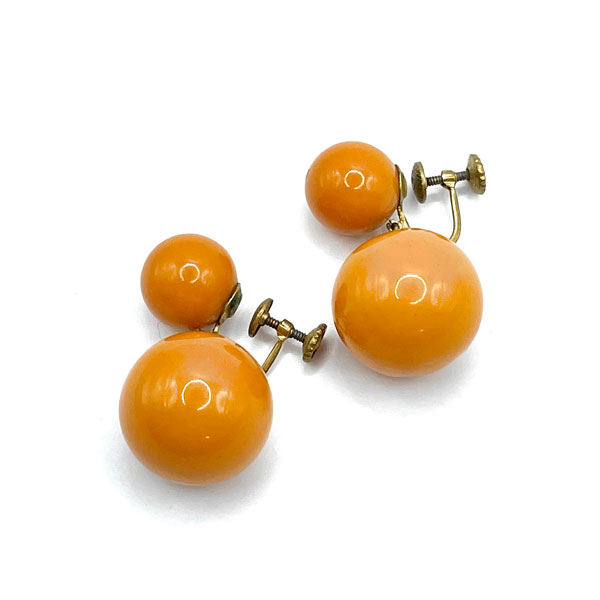 Orange bakelite drop earrings