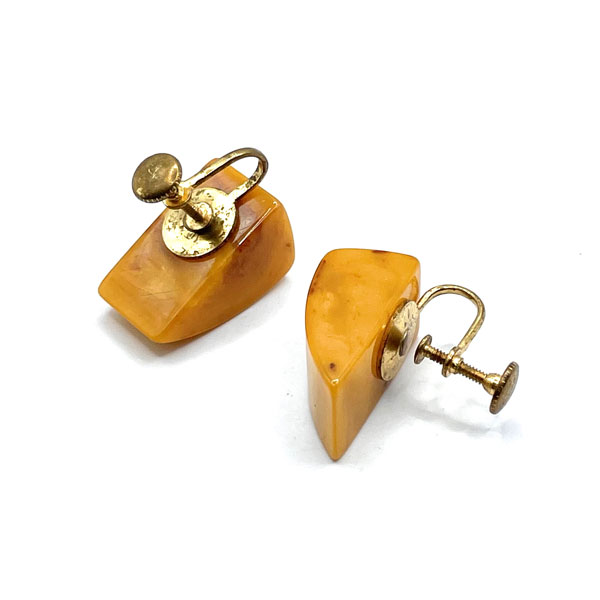 Orange bakelite drop earrings