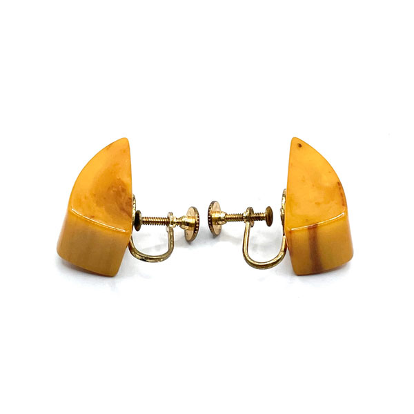 Orange bakelite drop earrings