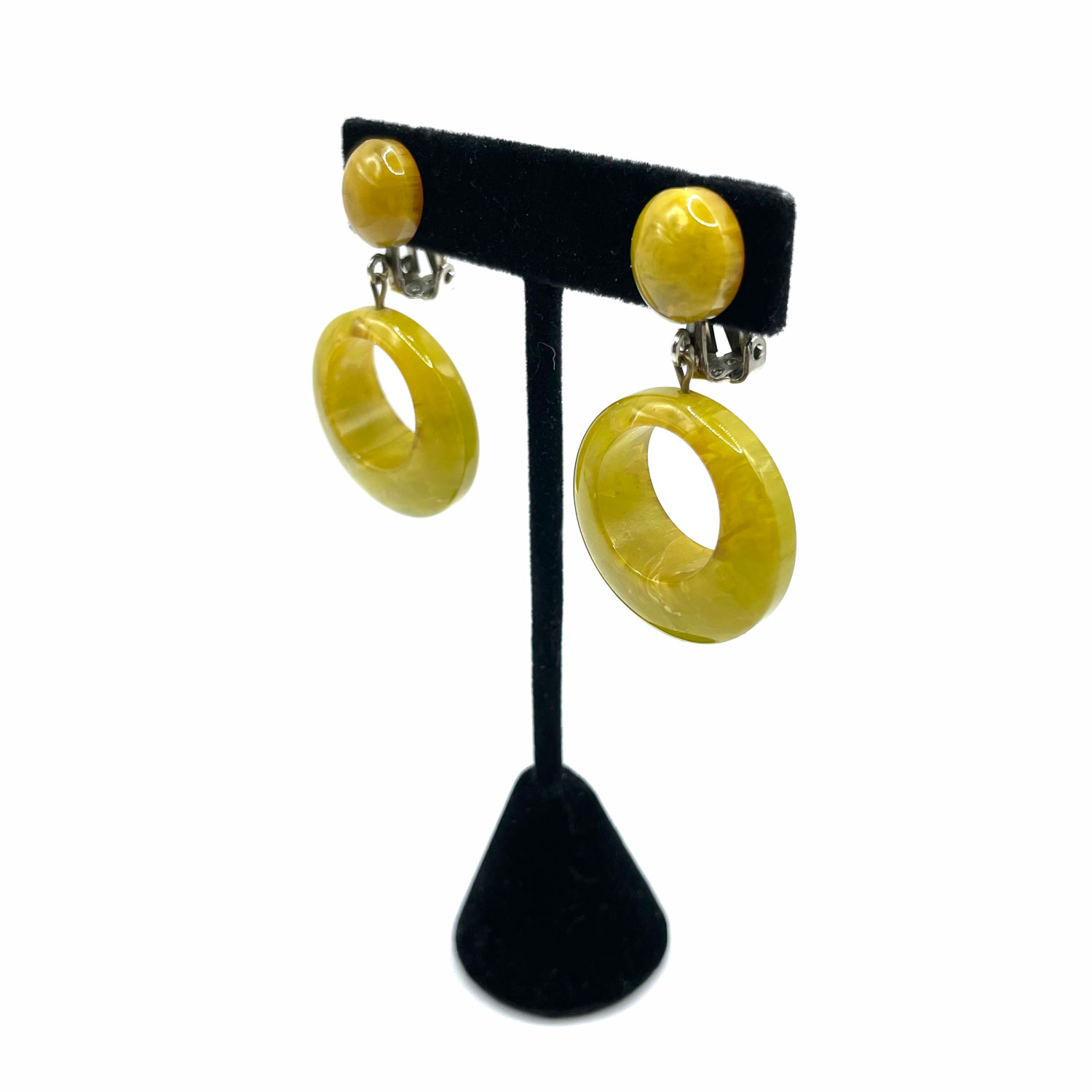 Green bakelite drop earrings