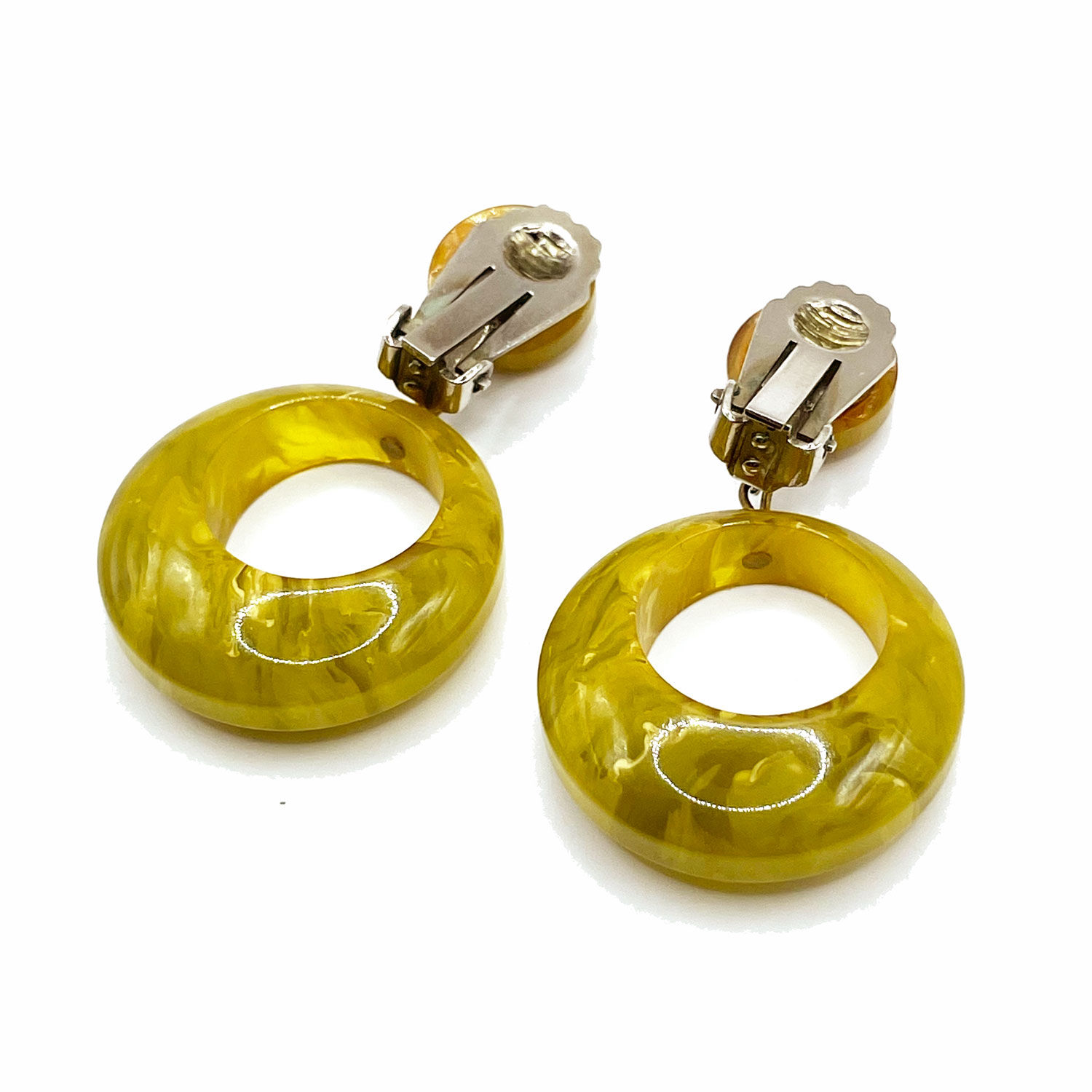 Green bakelite drop earrings