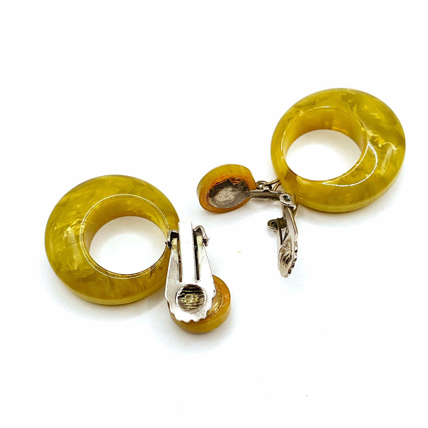 Green bakelite drop earrings
