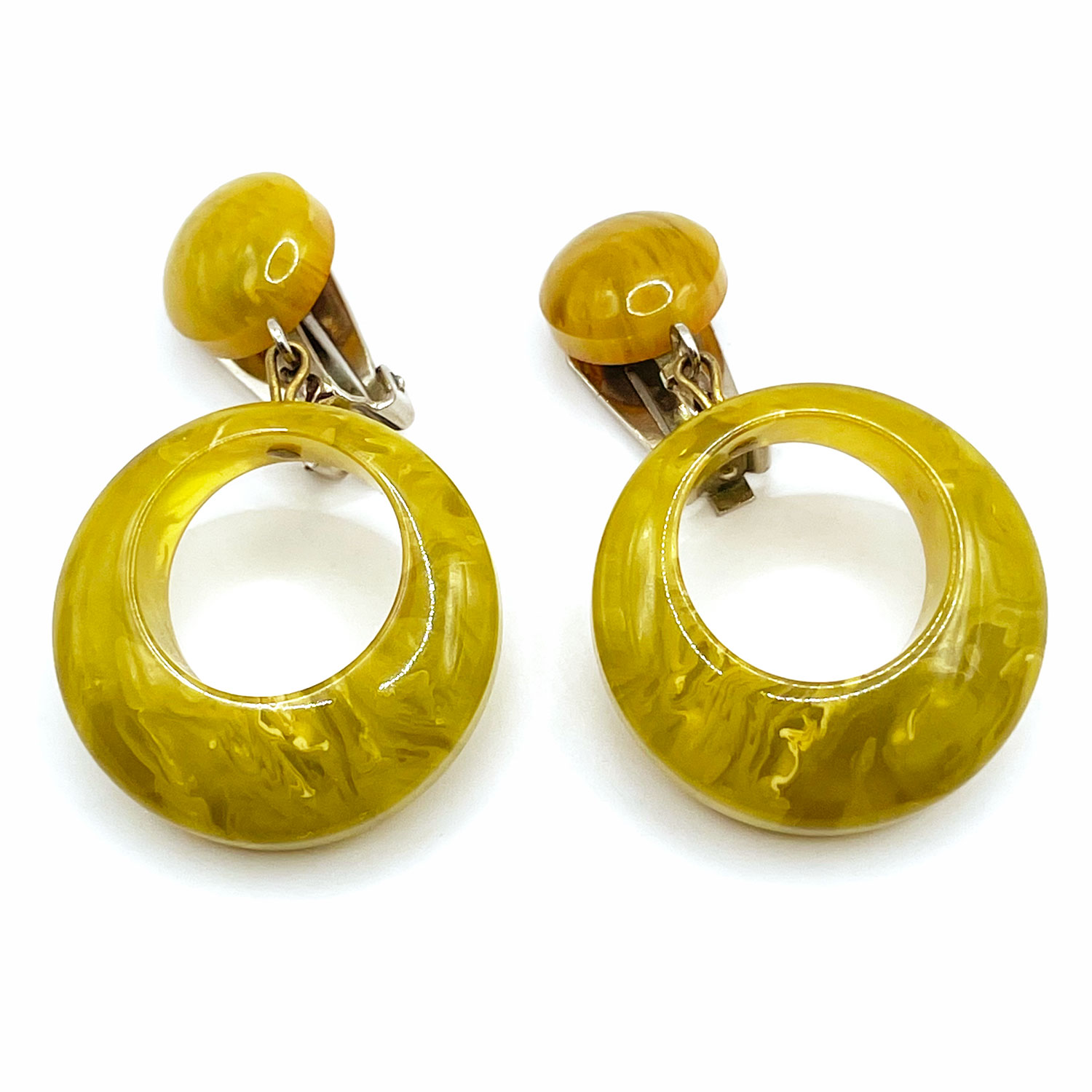 Green bakelite drop earrings
