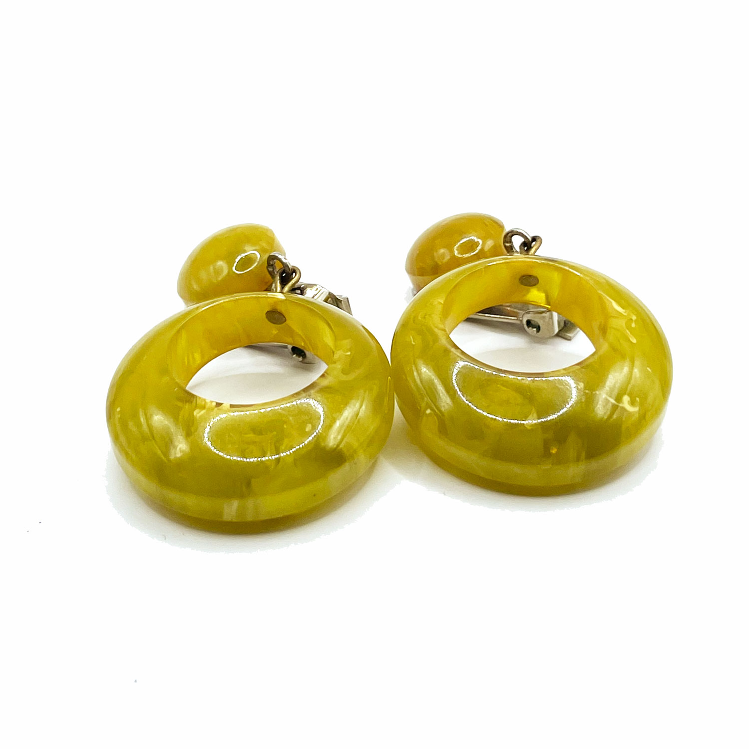 Green bakelite drop earrings