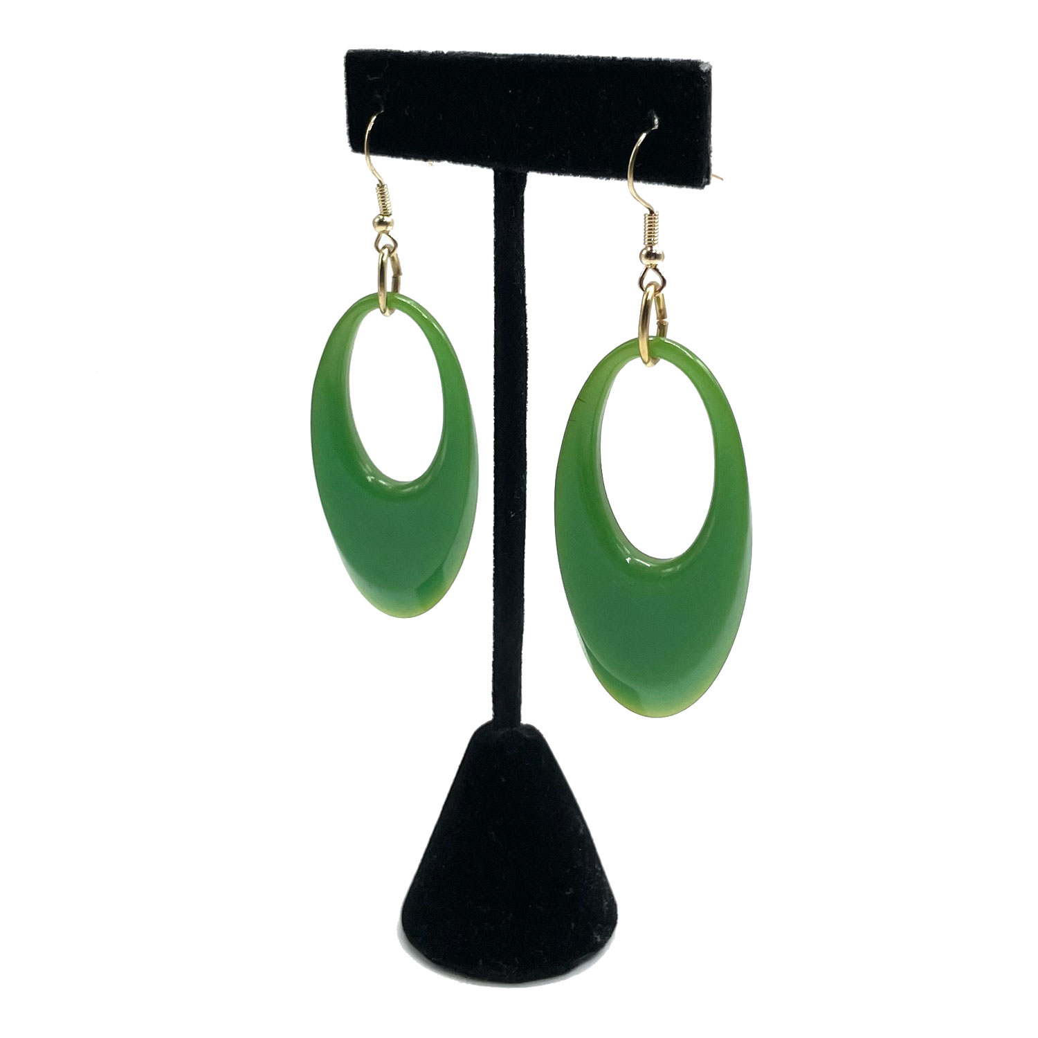 Green bakelite drop earrings