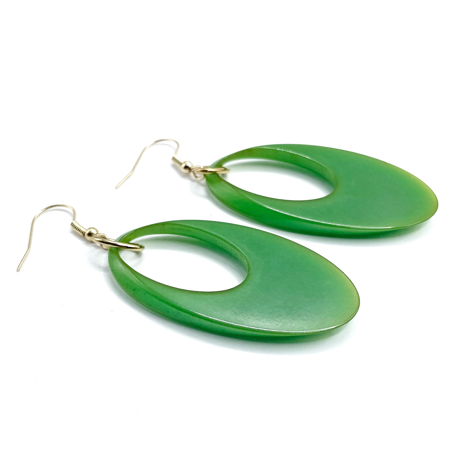 Green bakelite drop earrings