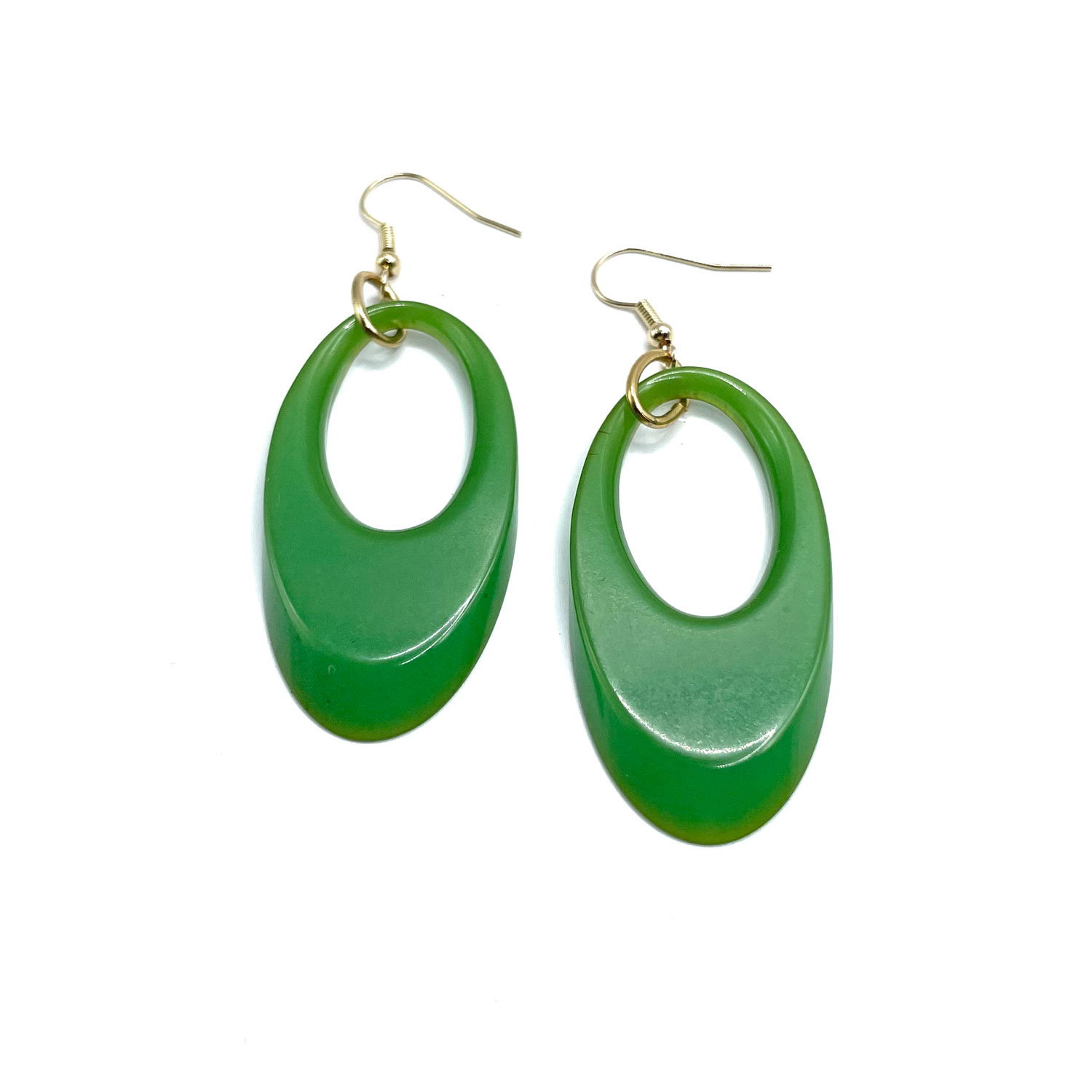 Green bakelite drop earrings