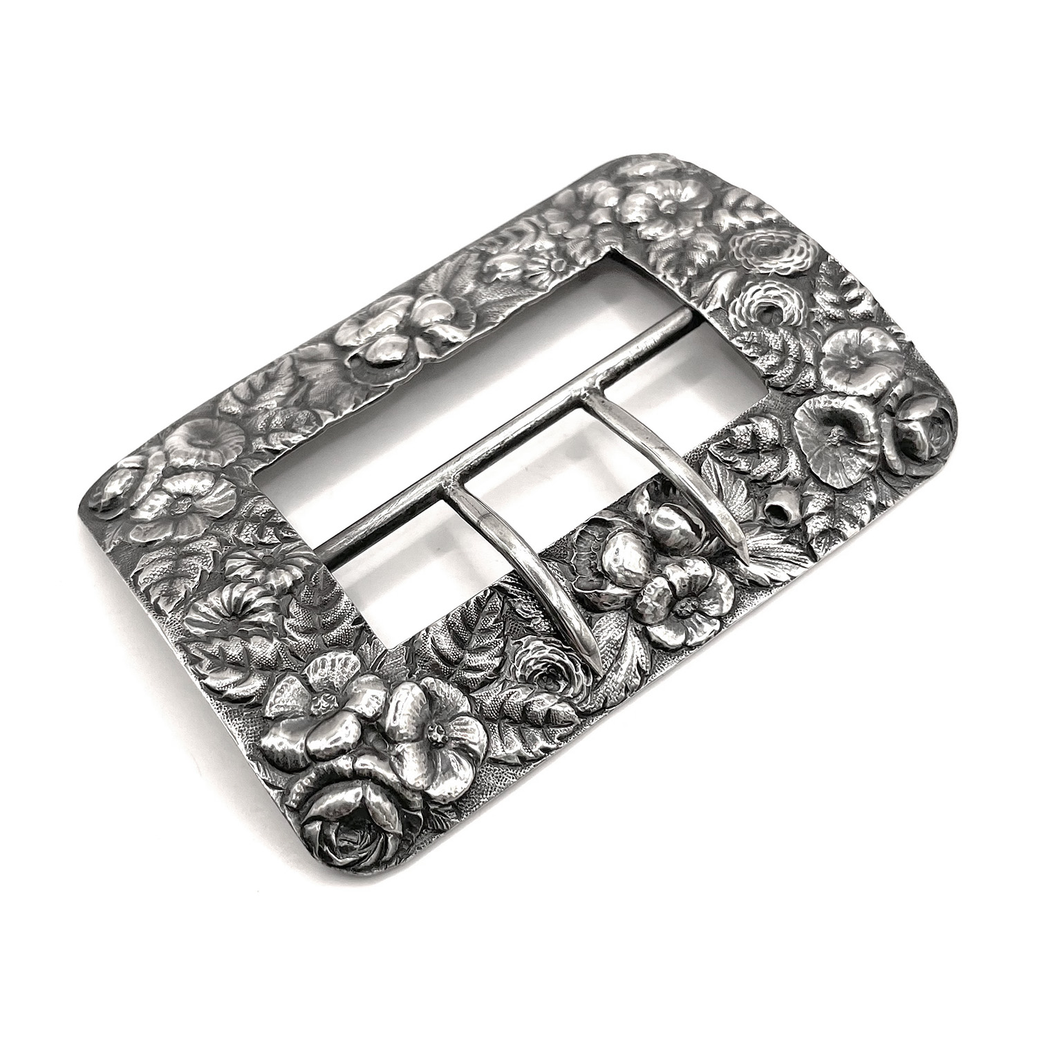 Antique sterling silver belt buckle