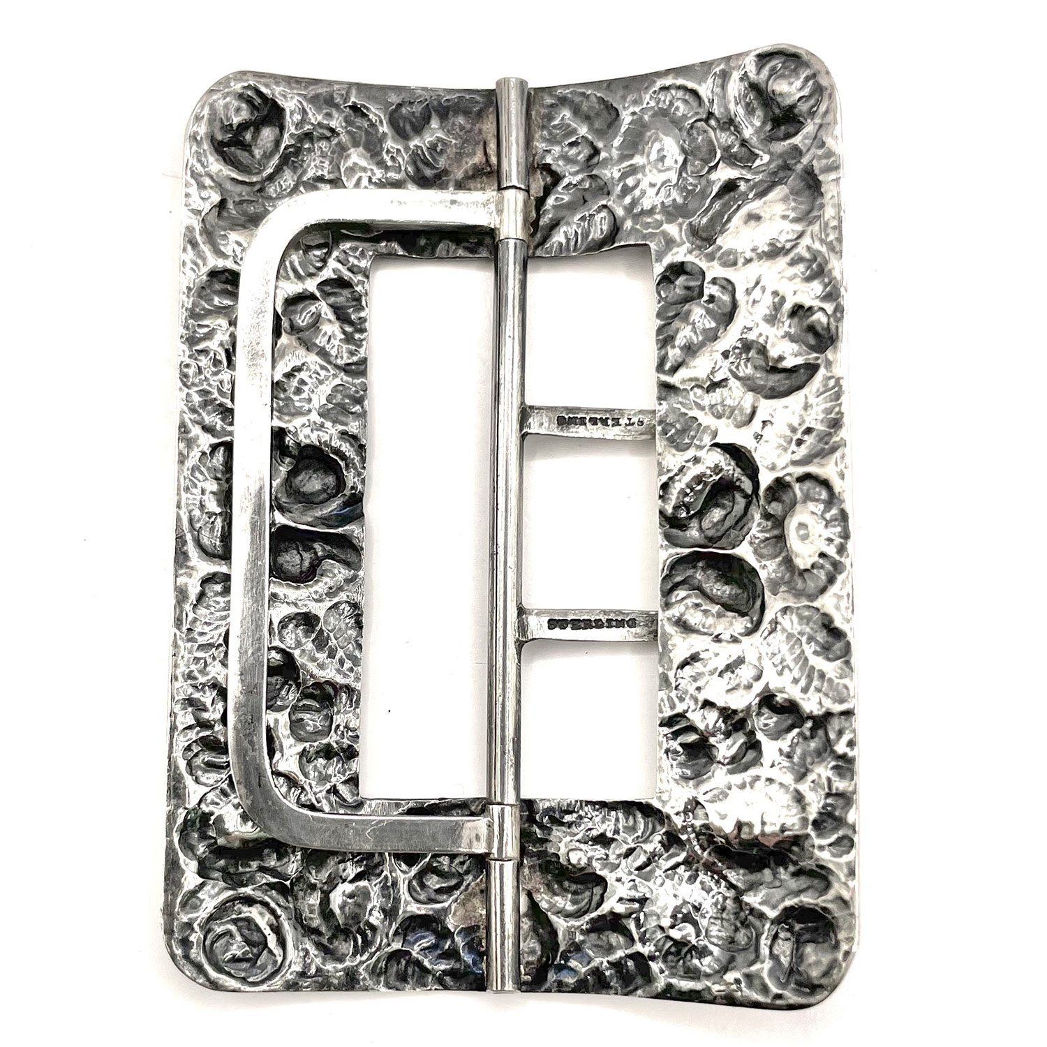 Antique sterling silver belt buckle