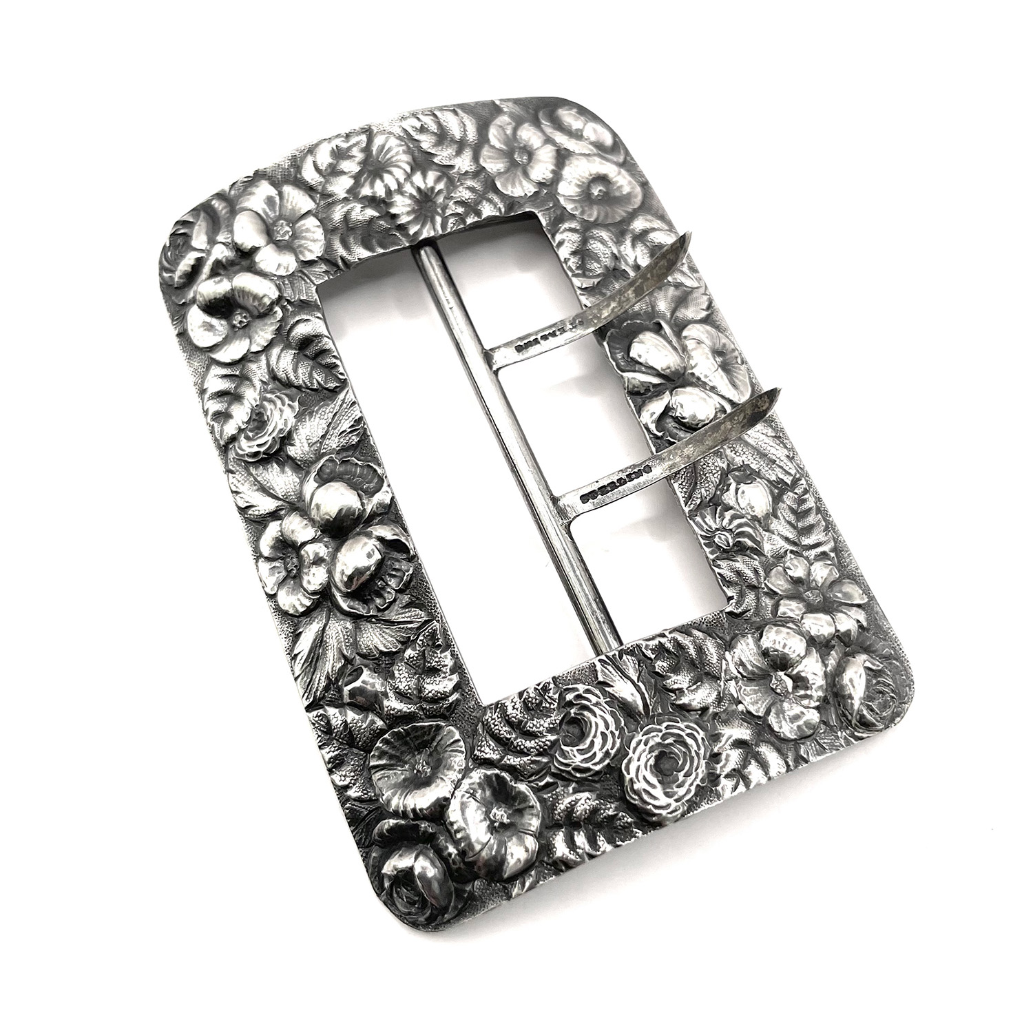 Antique sterling silver belt buckle
