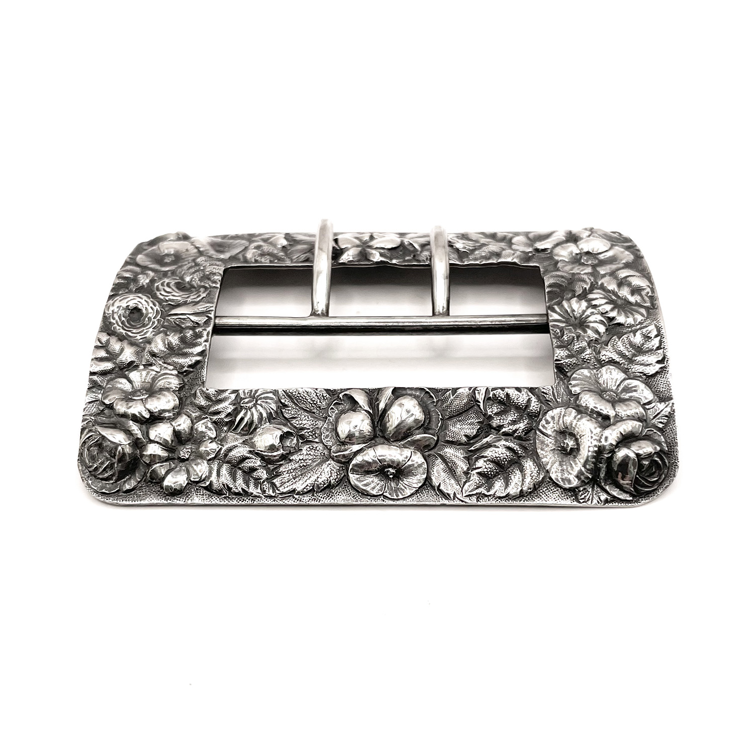 Antique sterling silver belt buckle