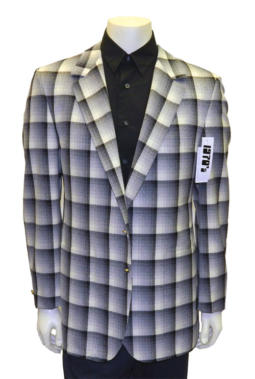 Vintage 1970's black and white shadow plaid leisure jacket