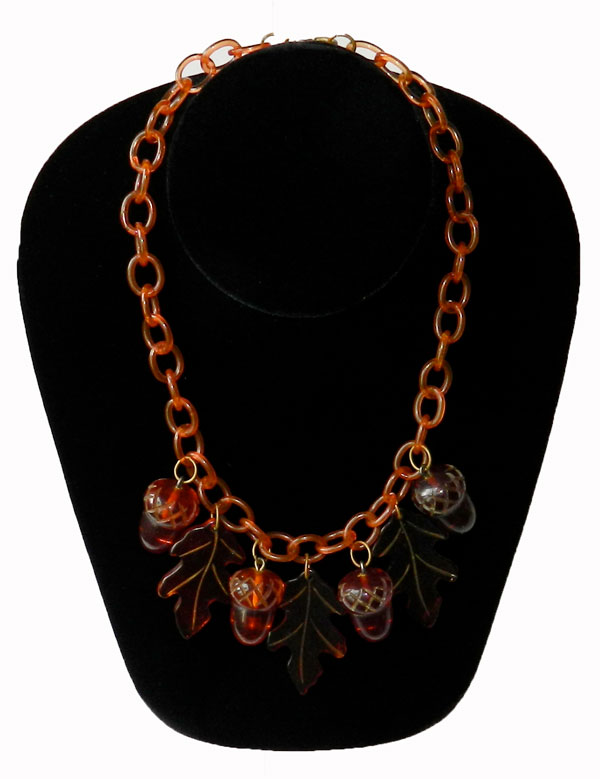 Bakelite acorn charm necklace