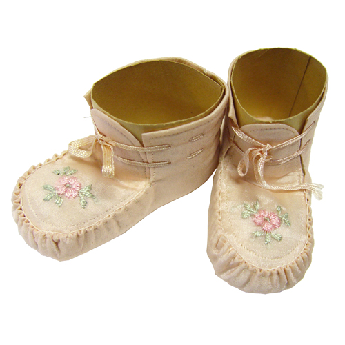 1920s Vintage peach silk baby booties