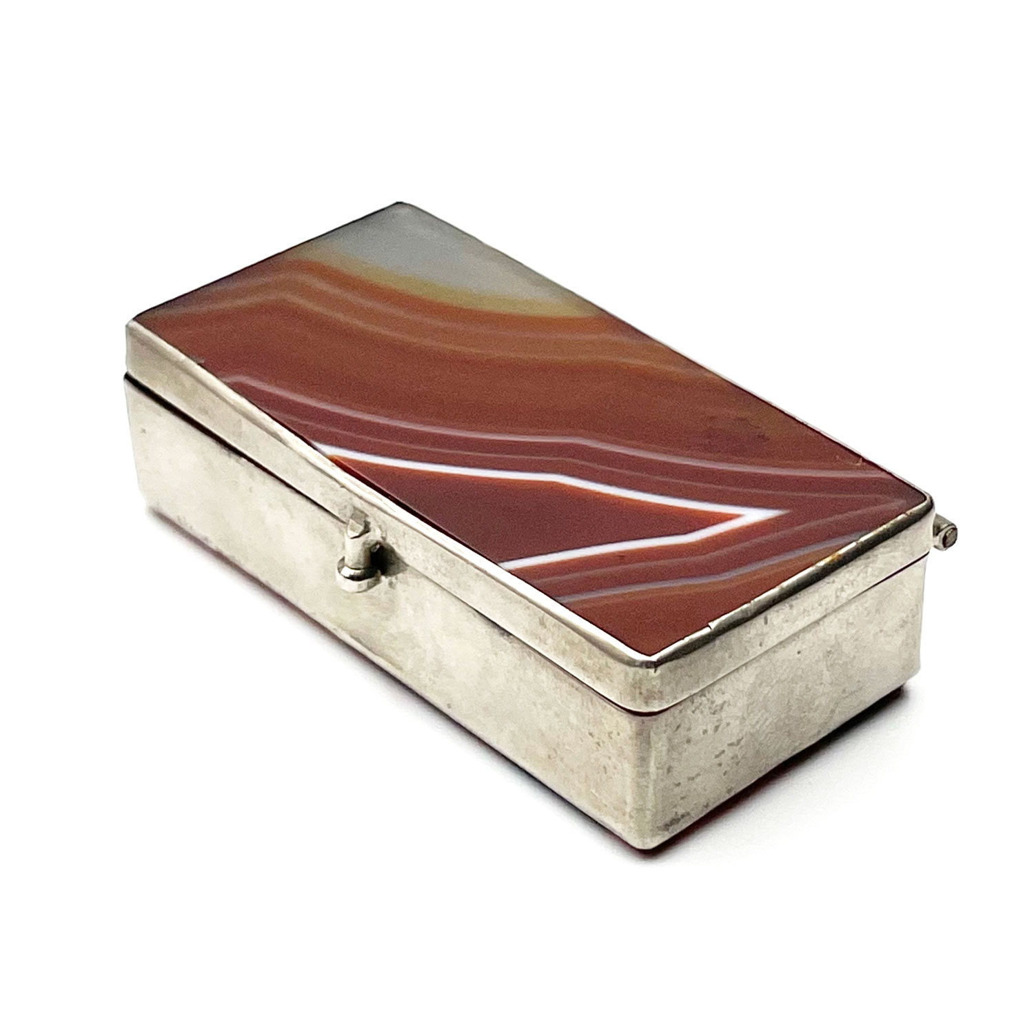 antique striped agate pill box