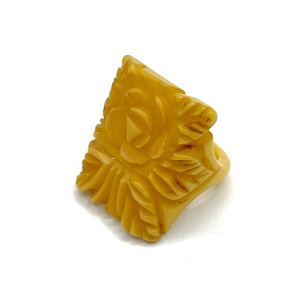 Hand carved bakelite ring