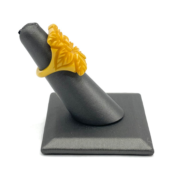Hand carved bakelite ring
