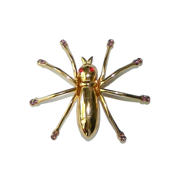 Rhinestone spider brooch