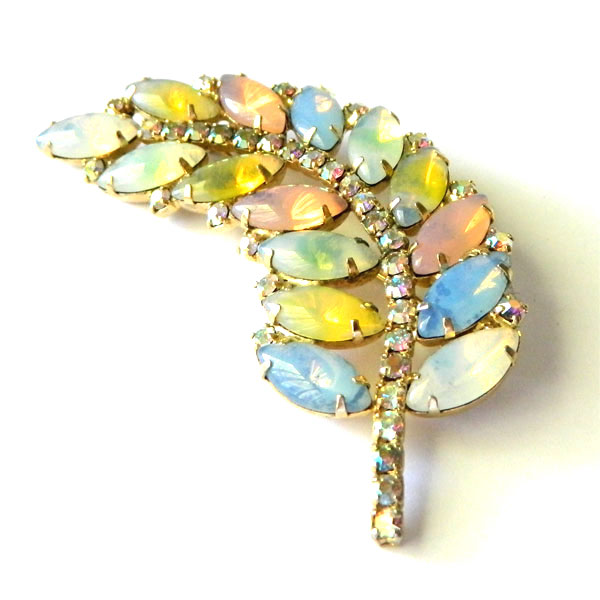 rhinestone leaf brooch