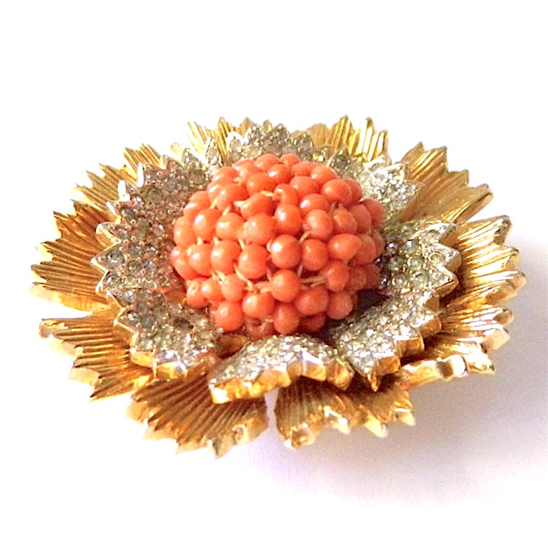 1950's Nettie Rosenstein rhinestone brooch