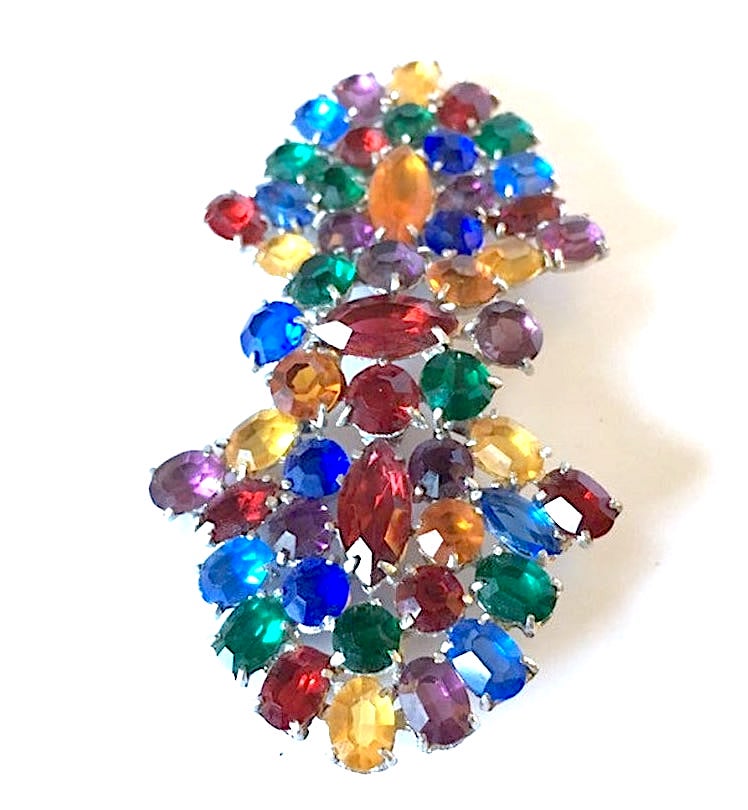 fruit salad rhinestone brooch
