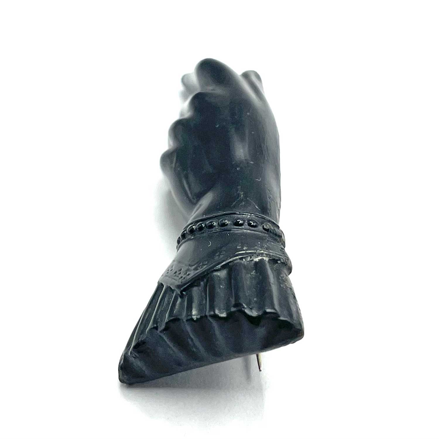 Antique coal jet brooch