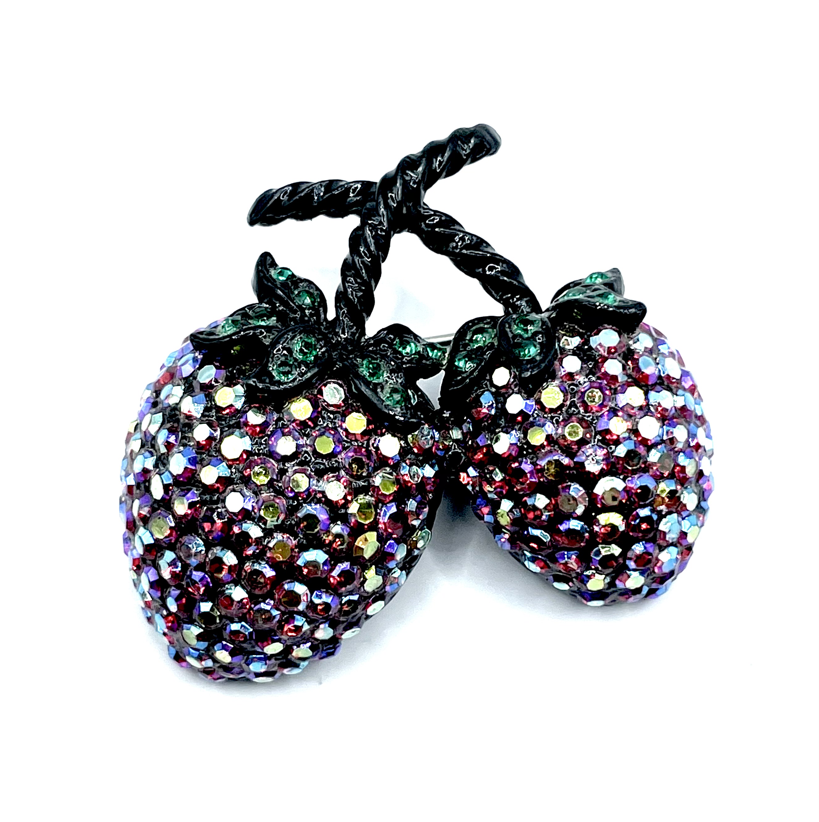 Weiss rhinestone strawberry brooch
