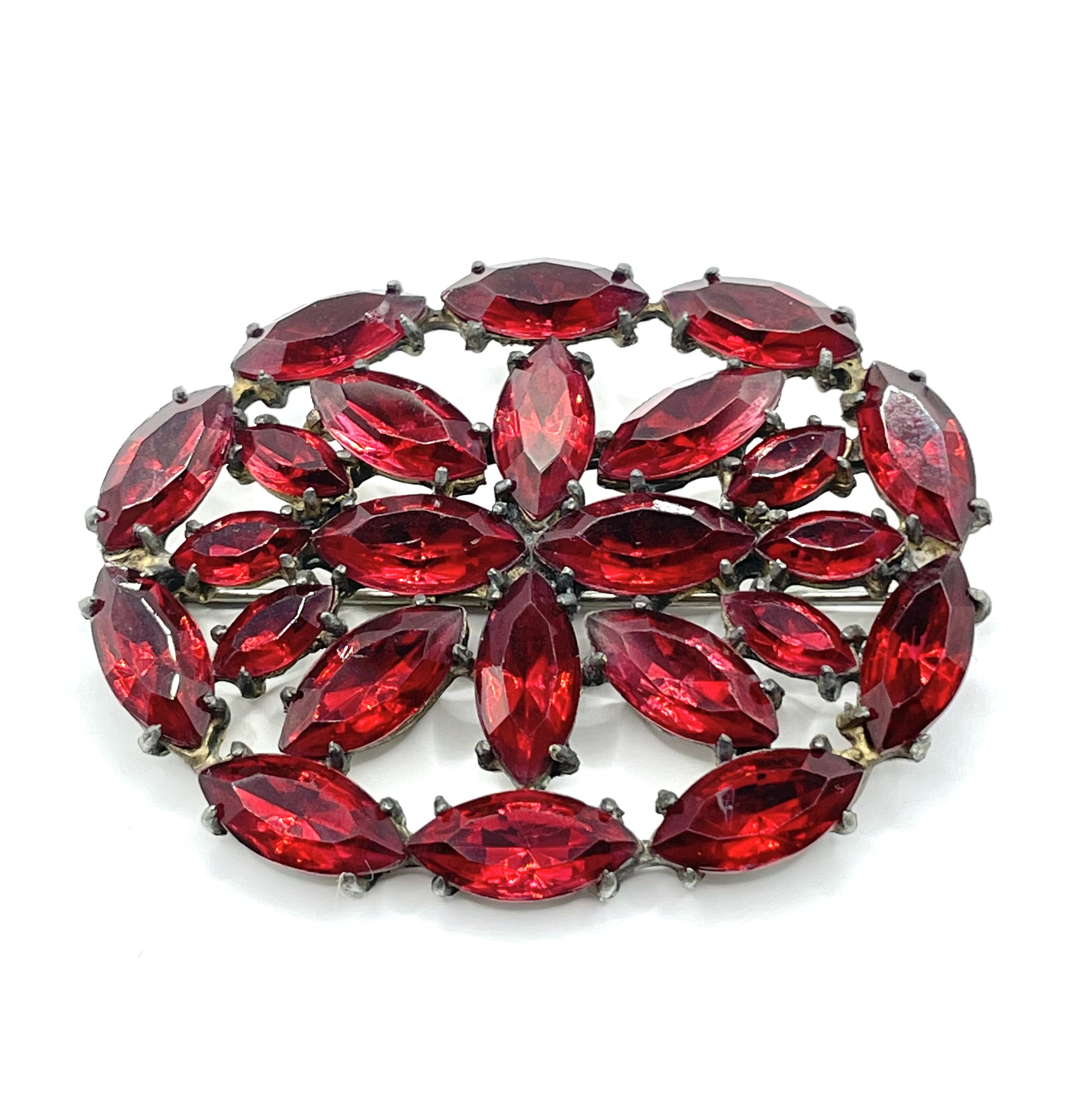 1930s red rhinestone brooch