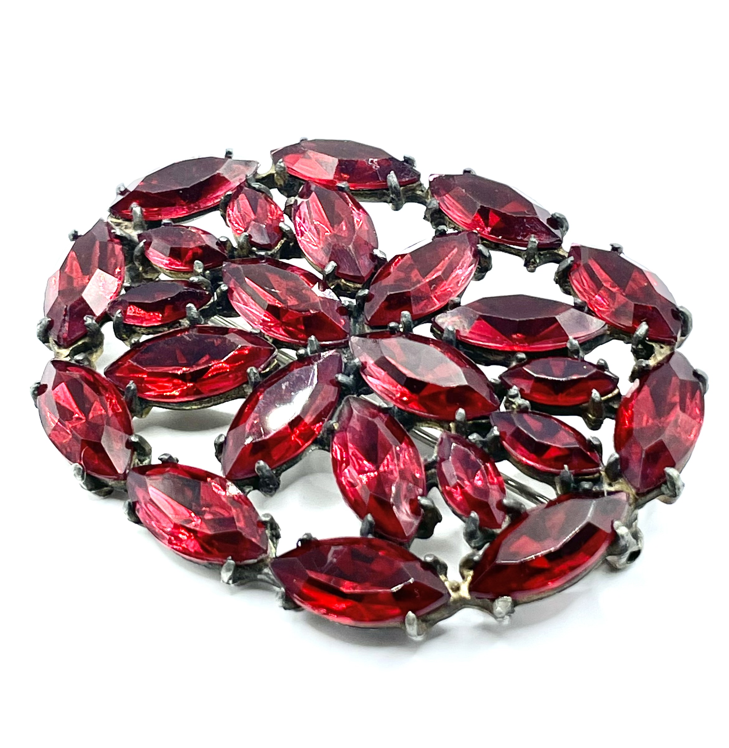 1930s red rhinestone brooch